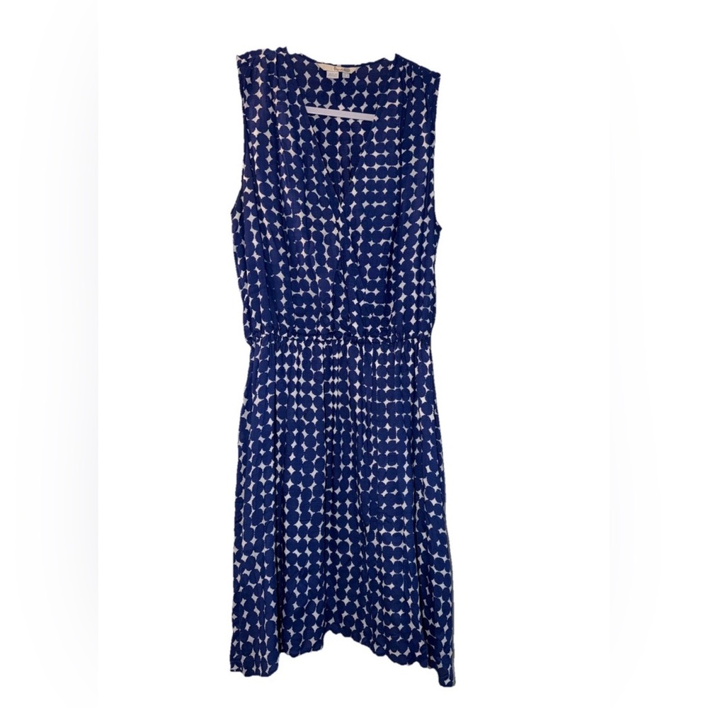 Boden Wrap Dress Women’s Size 8 Blue Polka Dot Geometric Summer Shift Dress